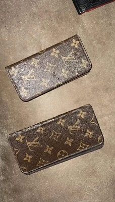 Funda de teléfono Louis Vuitton marrón con monograma tipo folio para iPhone 6/7/8 Foto 1 de 2