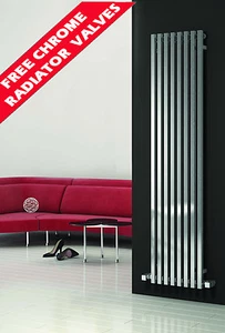 REINA CASCIA VERTICAL DESIGNER RADIATORS IN CHROME FINISH - Picture 1 of 1