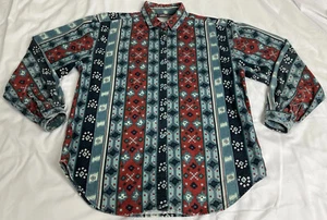 Woolrich Flannel Shirt Aztec Southwestern Tribal Womens Medium Made In USA - Picture 1 of 14