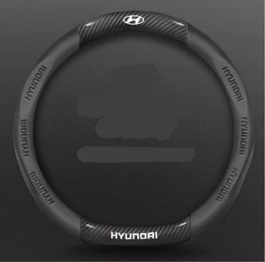 15" PU Leather+Carbon fiber Steering Wheel Cover For Hyundai ix20 ix35 ix55 - Picture 1 of 12