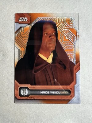 MACE WINDU 2024 Topps Star Wars High Tek LASERS PATTERN ORANGE DIFFRACTOR 16/25 - Image 1 of 3