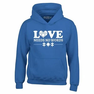 Love Needs No Words Hoodies Puzzle Piece Autism Awareness Sweatshirts - Picture 1 of 10