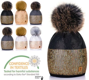 Mujeres Damas Invierno Gorro Sombrero Cálido Tejido Con Imitación Grande Pom Pom Sombrero Cálido - Imagen 1 de 24