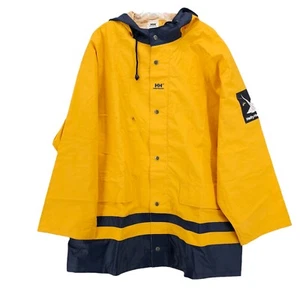 HELLY HANSEN Allround Jacket Rain Sailing Hooded Yellow Blue Unisex XL - STAINED - Picture 1 of 17