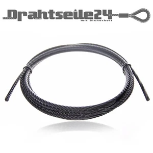 Drahtseil Stahlseil Schwarz Meterware nach DIN 1,5mm 2mm 3mm 4mm 5mm 6mm 8mm - Bild 1 von 18