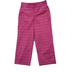 Isaac Mizrahi Live Hose weites Bein rosa kariert Pull On Cropped Petite 0P - Bild 1 von 8