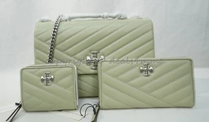 Tory Burch Kira Chevron Shoulder Bag OR Continental/Bi-Fold Wallet in Pine Frost - Picture 1 of 41
