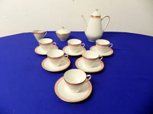 Raro juego de moca borde de oro rosa blanco - Hutschenreuther taza de moca jarra de moca  - Imagen 1 de 7