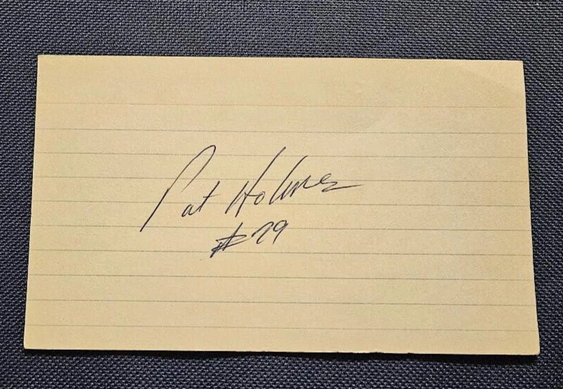 Pat Holmes Signed 3x5 Index Card Houston Oilers Kansas City Chiefs DL - Image 1 of 1
