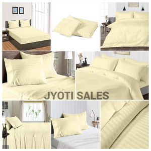 Select Bedding Items - Sheets/Duvet Covers/Bed Skirt/Pillow Cases Ivory Stripes - Picture 1 of 25