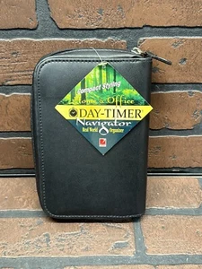 Vintage Day Timer Planner Scheduler Black Leather Small “Navigator” - Picture 1 of 6