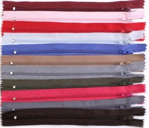 1 Reißverschlüsse 12/ 20 cm Farbwahl  Polyester gold Krampen 25 mm breit - Picture 1 of 21