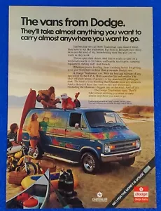 1975 DODGE VAN ORIGINAL KLASSISCHE DRUCKANZEIGE AM STRAND HANDWERKER VAN VON CHRYSLER - Bild 1 von 1