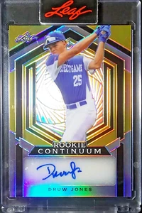 Autógrafo de novato Leaf Metal Continuum Encased 2023/162 #MC-17 Druw Jones RC SP - Imagen 1 de 24