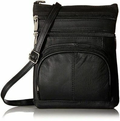 Real Leather Shoulder Bag Handbag Purse Cross Body Organizer Smart Phone Pockets - Image 1 of 4