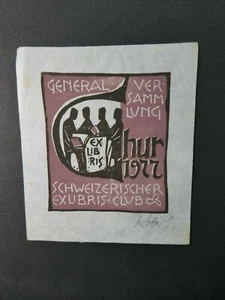 x27 Exibris Generalversammlung Schweiz. Exlibris Club, Chur  1977, 10x9 cm - Picture 1 of 1