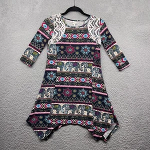 Mudd Girls Dress A-Line Multicolor Geometric Short Sleeve Scoop Neck Size 12 - Picture 1 of 10