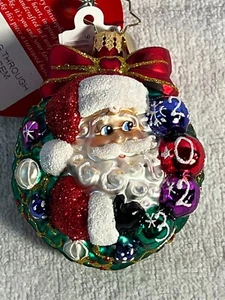Adorno de Navidad Vidrio Radko 2023 Gema Sonriendo a Través Corona EX8057 - Imagen 1 de 8