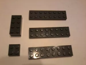 Bloques de construcción Tyco-2009~LEGO Comp~5 grises ahumados-planos-usados~niños y niñas~¡oferta!! - Imagen 1 de 3