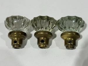 VTG 12-Point Crystal Glass Door Knobs Set of 3 – Brass Base 2” Hardware - Picture 1 of 24