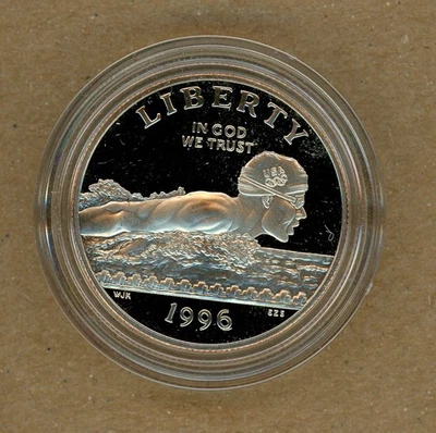 1996-S Olympic Swimming Half Dollar US Mint Proof 50C Commemorative Coin - Image 1 of 2