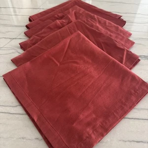 6 Crate & Barrel Marseilles Red Cloth Fabric Napkins 21"x21" 527-262 - Picture 1 of 6