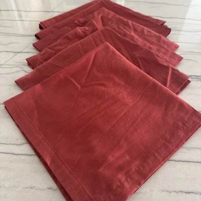 6 Crate & Barrel Marseilles Red Cloth Fabric Napkins  21"x21" 527-262 - Image 1 of 4