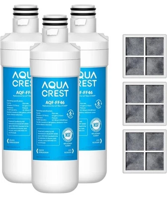 NEW SEALED AQUA CREST AQF-LT1000PF (3) Refrigerator Water Filter + 3 Air Filters - Image 1 of 4