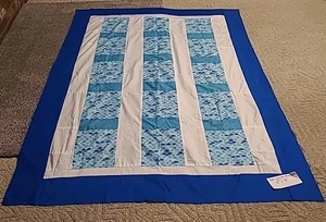 Handmade Machine Sewn Quilt Top Patchwork 50" X 76"  Ocean Waves Mermaid  - Picture 1 of 12