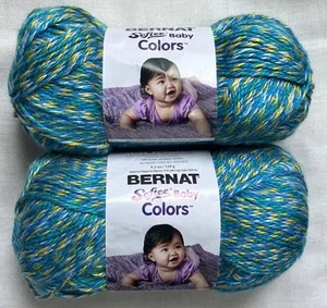 LOT of 2 BERNAT SOFTEE Baby Colors in TEAL RAINBOW 310yds 4.2oz - Picture 1 of 5