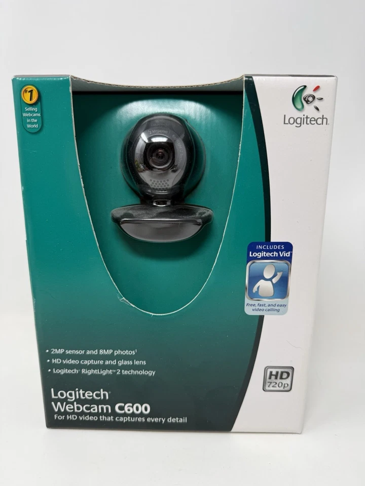 Logitech C600 2MP sensor 8MP Photos - 720HD, glass lens, Webcam - BRAND NEW! - Image 1 of 4