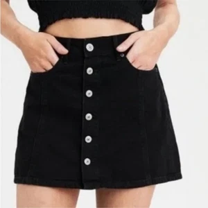 American Eagle Black Button Up Denim Skirt Size 8 EUC - Picture 1 of 6