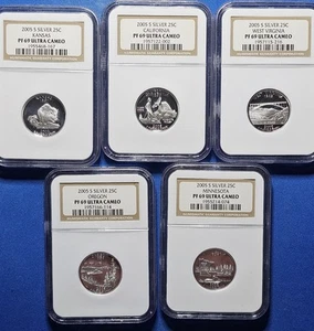 (5) Lot of 2005-S 25C STATE QUARTERS Ultra Cameo Set NGC PF69 - Picture 1 of 2