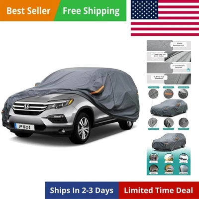 Cubierta de coche impermeable 16 capas para todo tipo de clima con cremallera para Honda Pilot 2008-2025 Foto 1 de 4
