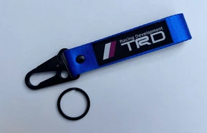 BLUE Toyota Racing JDM Keychain Backpack Metal key Ring Lanyard Phone Tow Strap - Picture 1 of 5