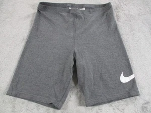 Vintage Nike Gym Shorts Boys Youth Medium Gray Check Logo Cotton Spandex GUC - Picture 1 of 11