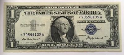 1957 $1.00 Star Note Uncirculated SILVER CERTIFICATE⭐️STAR NOTE⭐️some wrinkles - Image 1 of 2
