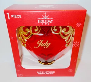 Holiday Time Red Ruby July Birthstone Christmas Tree Heart Ornament 2025 - Picture 1 of 1