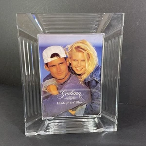 Gorham Art Deco Style Crystal Glass Picture Frame 10x8 Tabletop holds 5x7 Photo - Picture 1 of 9
