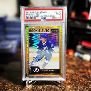 2016-17 O-Pee-Chee Platinum Brayden Point Seismic Gold Rookie Auto /25 PSA 9 - Picture 1 of 1