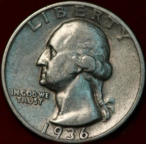 1936-S San Francisco Mint Silver Washington Quarter - Picture 1 of 2