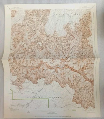 VINTAGE ORIGINAL GRAND CANYON BRIGHT ANGEL ARIZONA USGS GEOLIGICAL TOPO MAP 1938 - Image 1 of 4