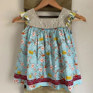 Matilda Jane Sleeveless Ruffled Top Girls 6 Square Neck Birds Envelopes Flower - Picture 1 of 8