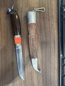 Antique Old Iisakki Jarvenpaa Kauhava Finland Finnish Hunting Knife w/ Sheath - Picture 1 of 5