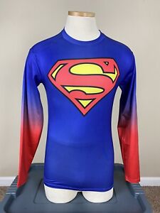 Under Armour Heat Gear Superman Compression Long Sleeve Shirt Adult Size M
