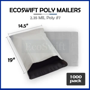 1000 sobres de envío de sobres de polietileno blancos EcoSwift de 14,5 x 19 bolsas de sellado 2,35 millas - Imagen 1 de 5