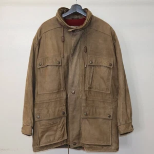 VTG Timberland Weathergear Brown Wool Lined Leather Jacket Sz Large - Picture 1 of 8