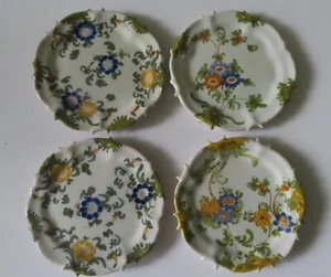 4 Vintage Cantagalli 5 1/4" Appetizer Plates -HP Blue & Yellow Floral - Picture 1 of 8