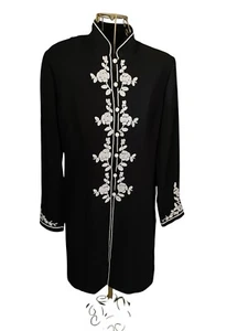 S.L. Moden Orientalischer Stil Jacke Stickerei gewebt Frosch Knöpfe 8 Nehru Kragen - Bild 1 von 5