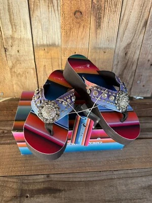 Chanclas montana west sunset suela marrón bling talla 8 / ¡¡tan cómodas!! **NUEVO CON ETIQUETAS** CAJA Foto 1 de 4